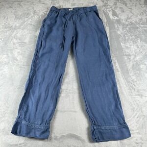 Serena & Lily Linen Pants Womens Large Blue Coastal Grandma Lagenlook Portugal